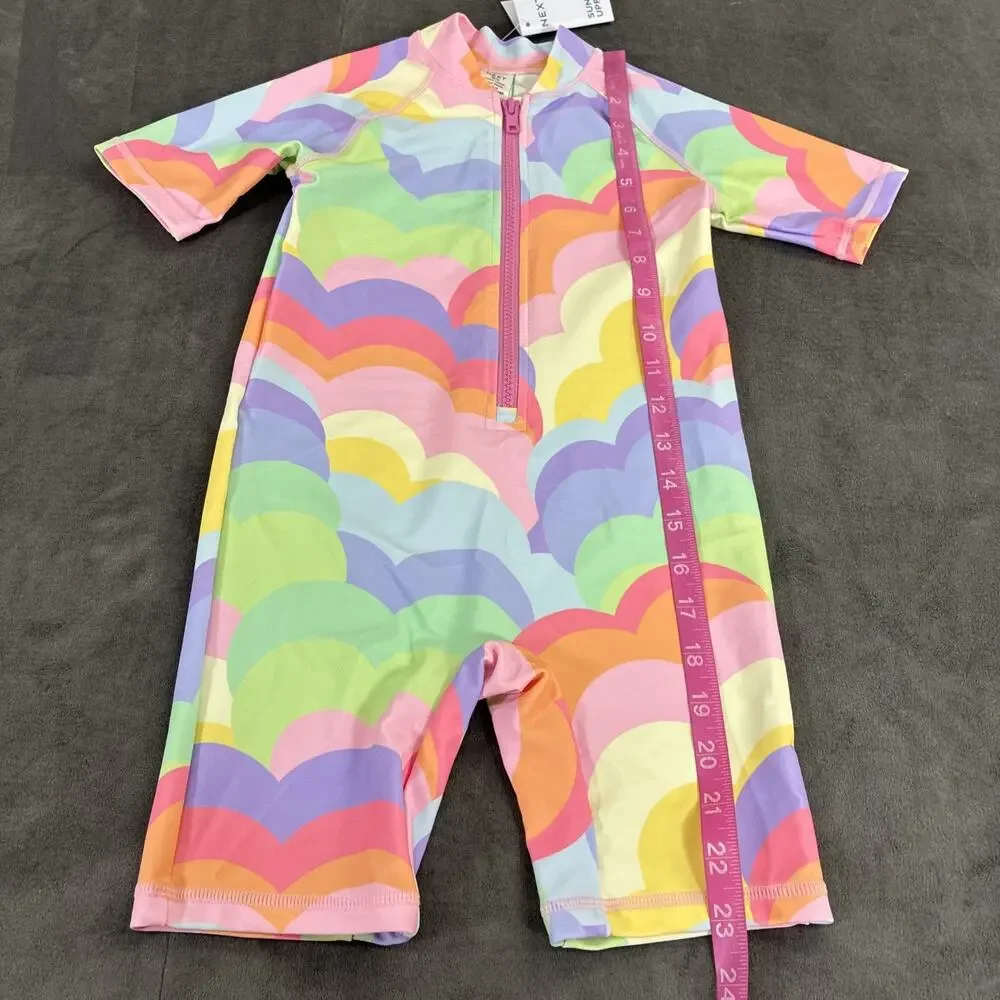 2) NEXT 5 Years UK Rainbow Print One Piece Sun Safe Swimsuits NWT Bnfts Charity
